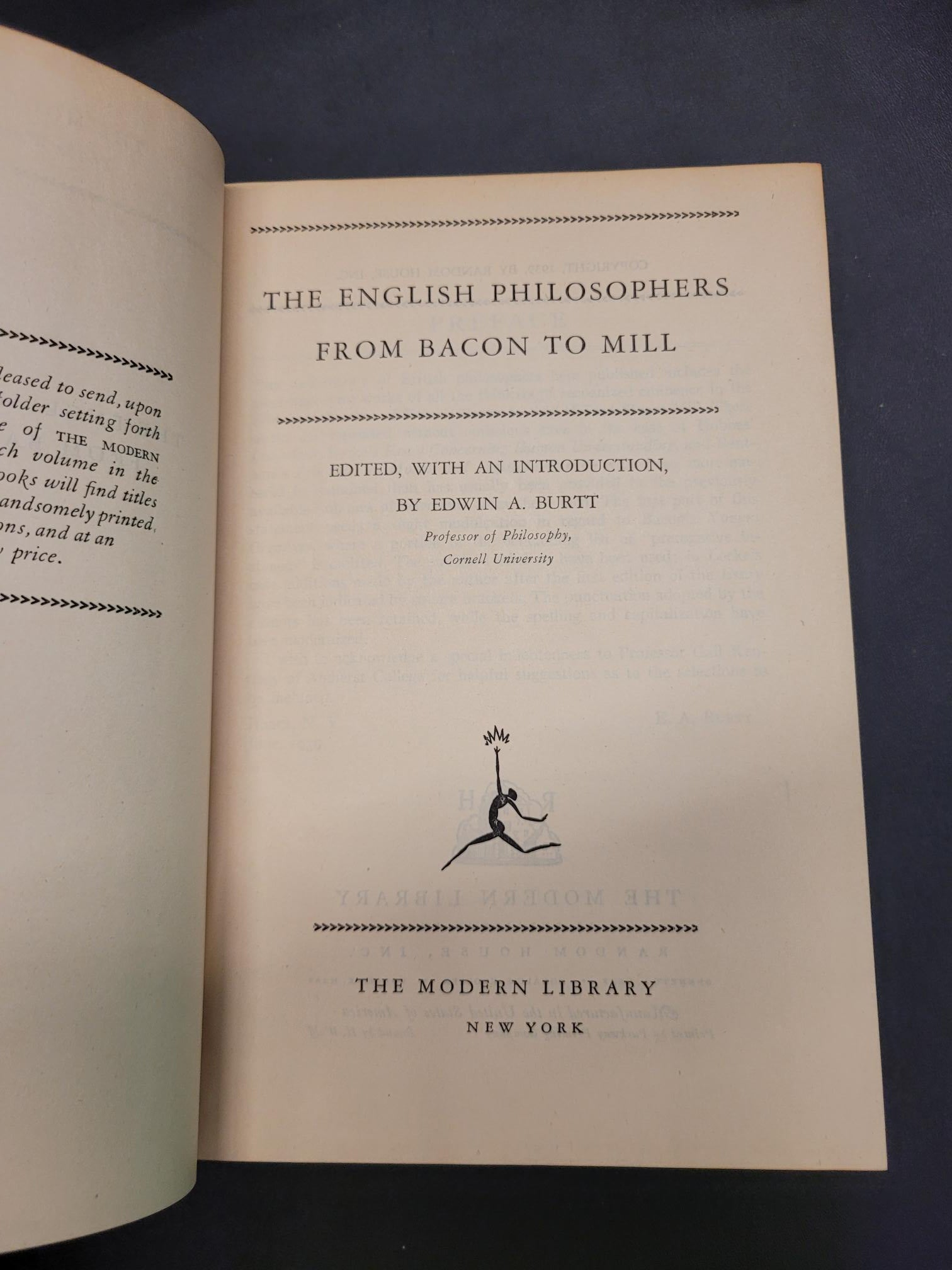 The English Philosophers from Bacon to Mill * Edwin A. Burtt (Editor)