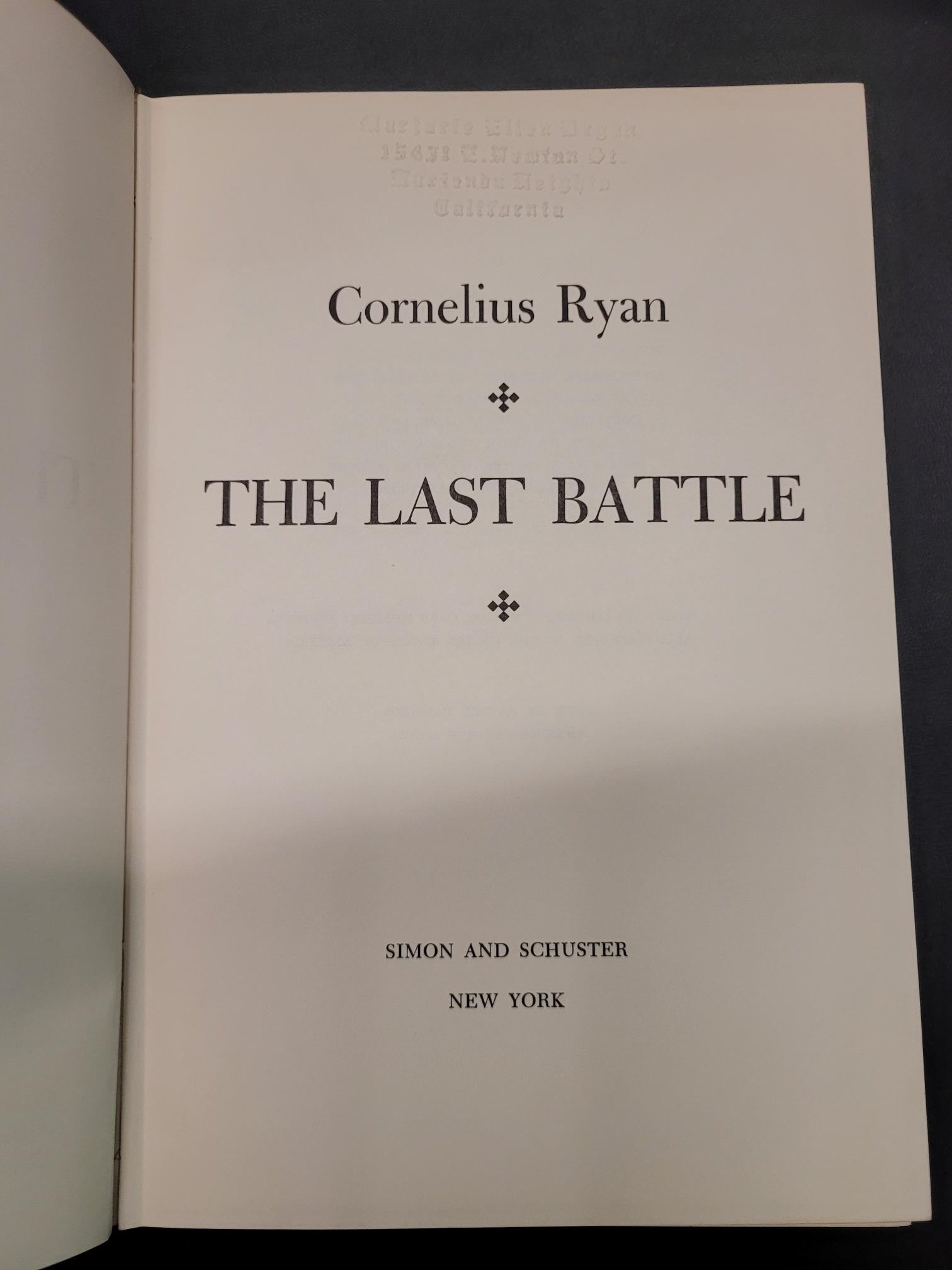 The Last Battle * Cornelius Ryan * World War II Trilogy #3