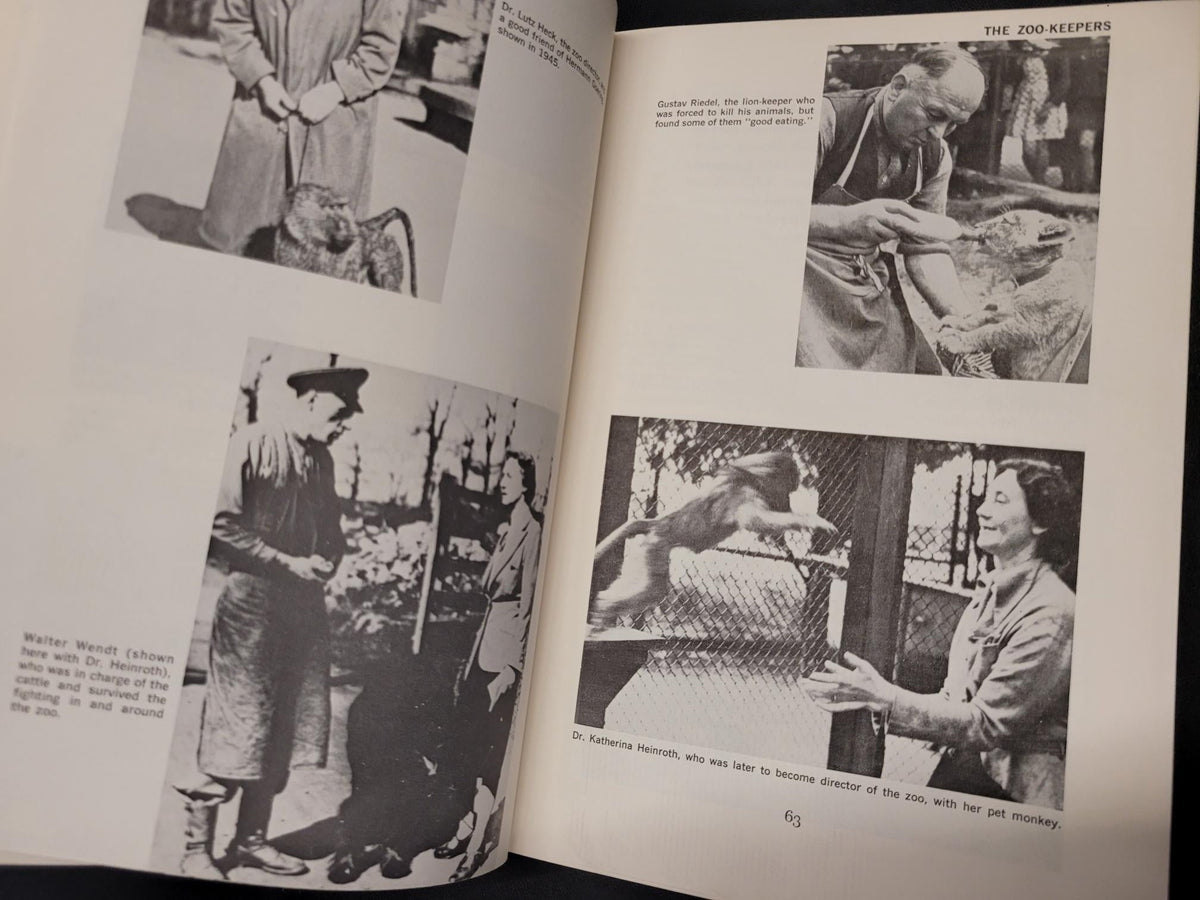 An open book showing two printed pages with black-and-white photographs and small blocks of text. The photos depict people in what appears to be documentary or editorial content.