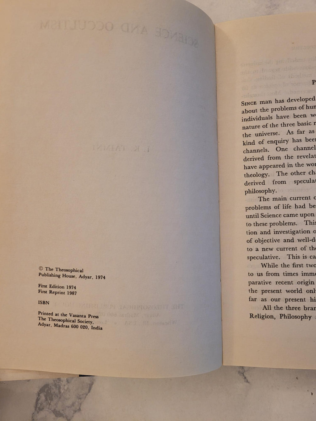 Science and Occultism * I.K. Taimni