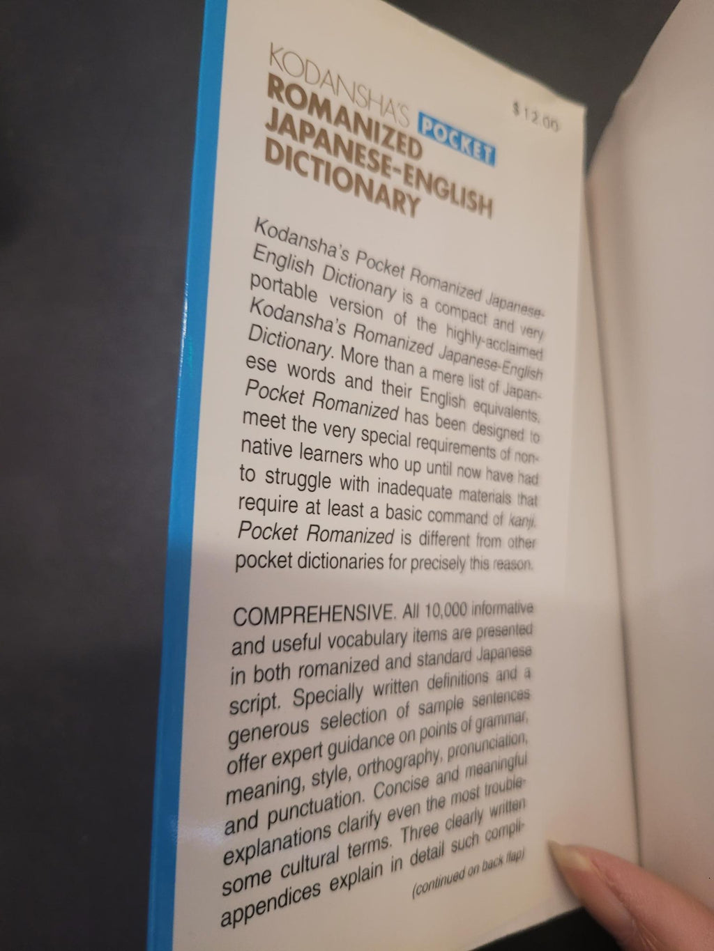 Kodansha's Pocket Romanized Japanese-English Dictionary * Timothy J. Vance