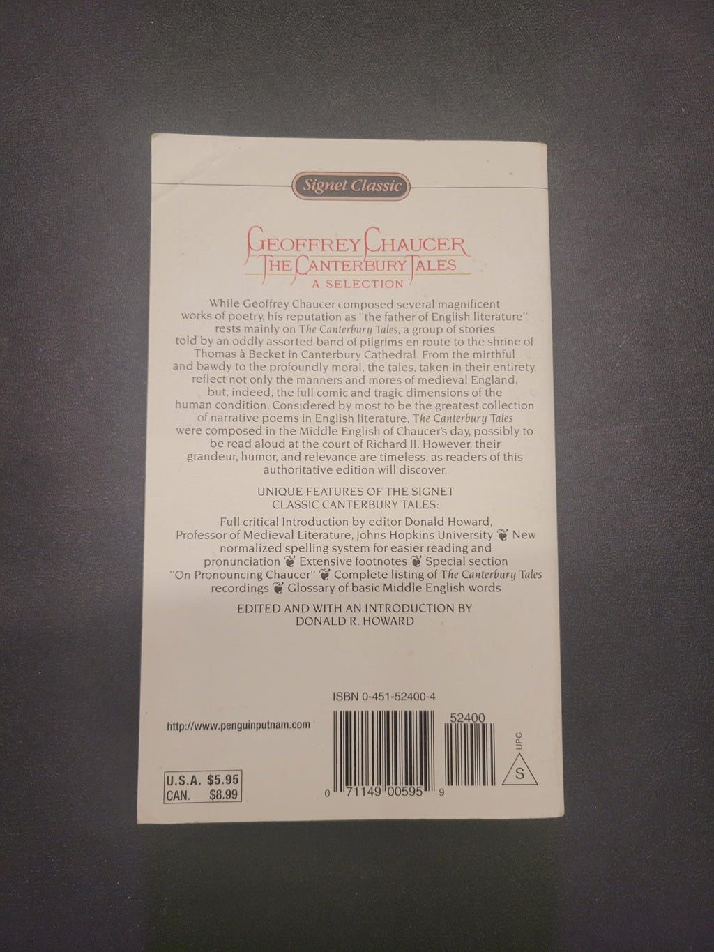 The Canterbury Tales: A Selection * Geoffrey Chaucer, Donald R. Howard (Introduction, Editor)