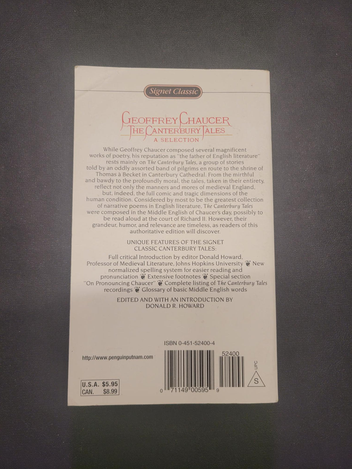 The Canterbury Tales: A Selection * Geoffrey Chaucer, Donald R. Howard (Introduction, Editor)